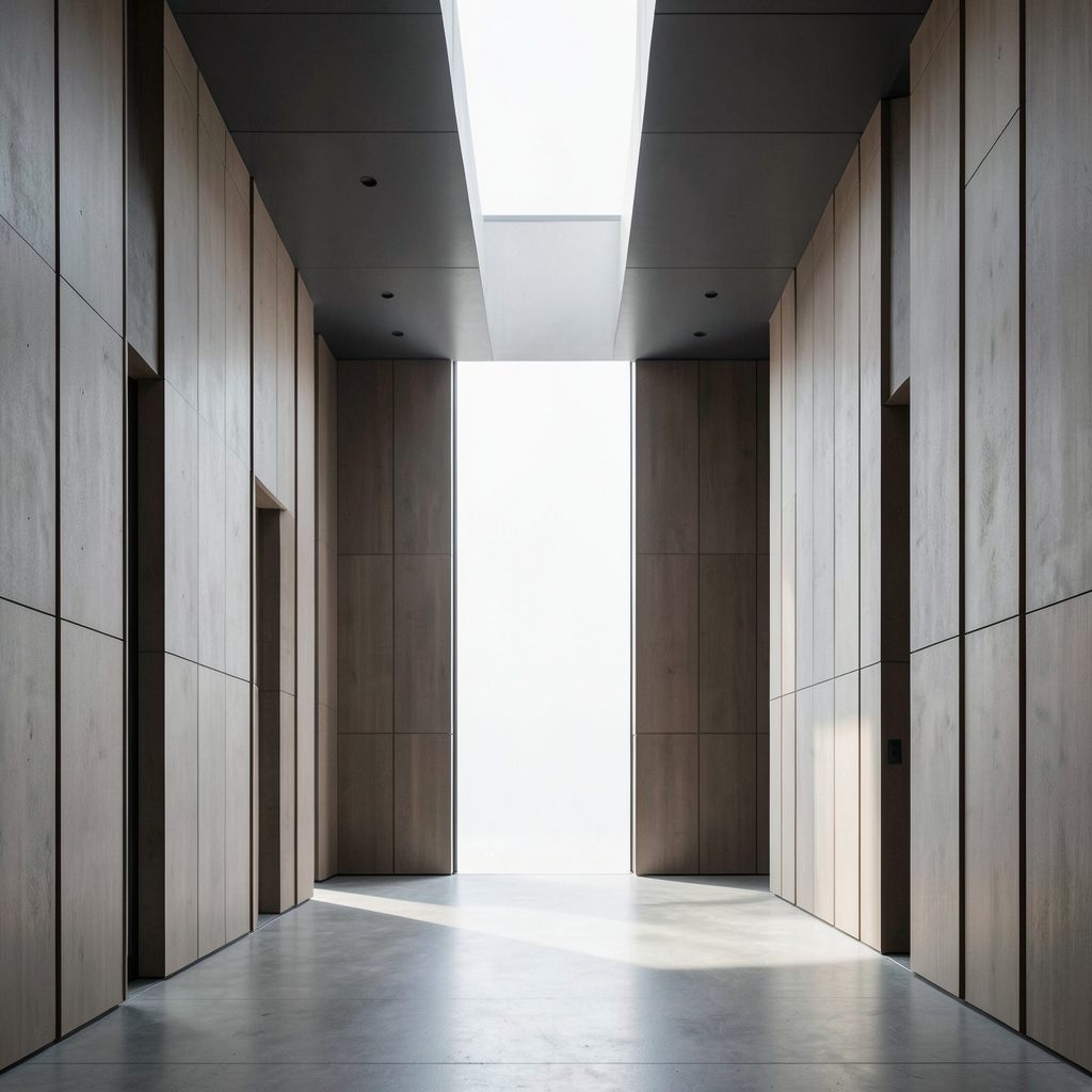 A sleek modern interior with polished dark surfaces, soft ambient lighting, and a calm, premium atmosphere